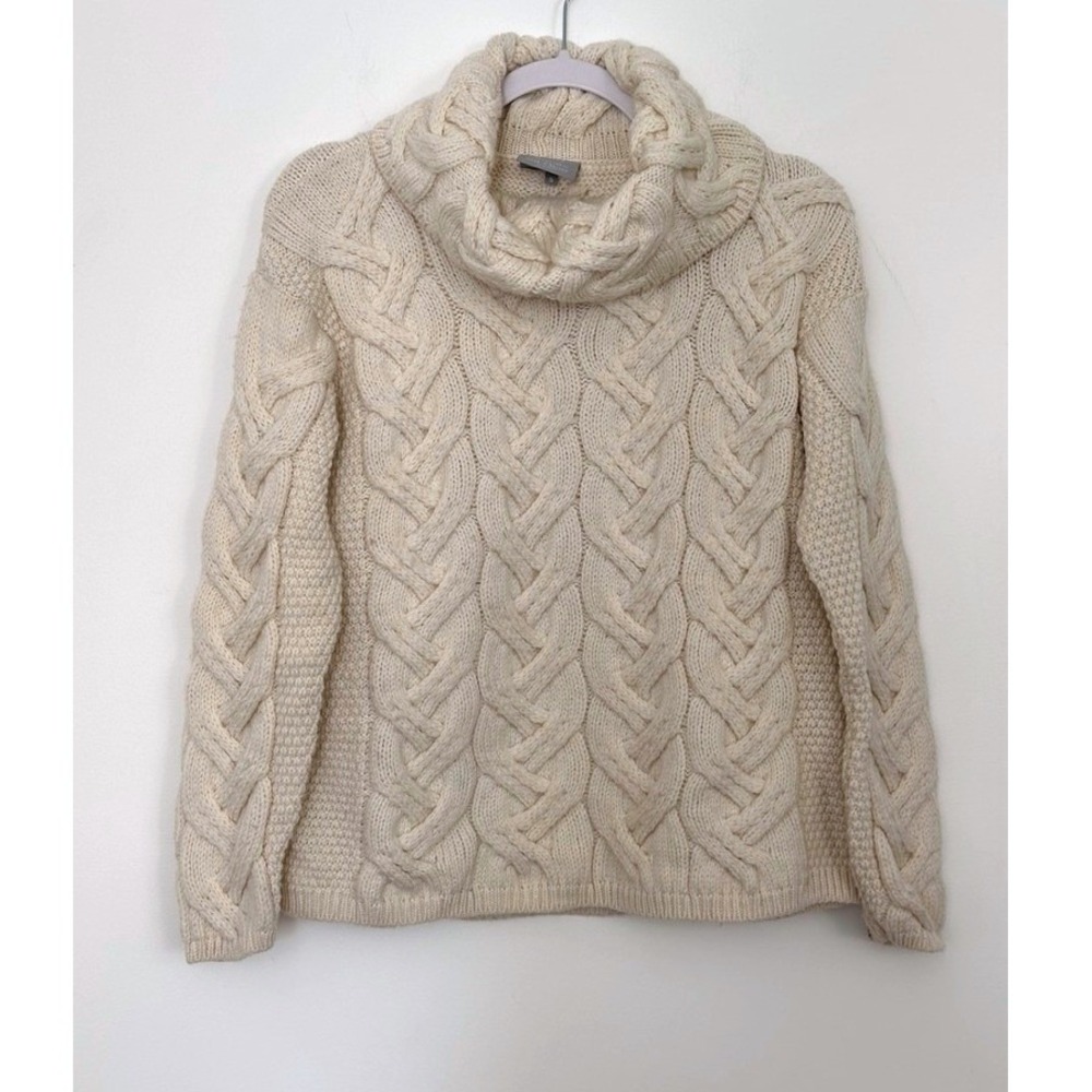 Aran Woollen Mills Cable Knit Cowl Neck Sweater Womens S Merino Wool Ireland